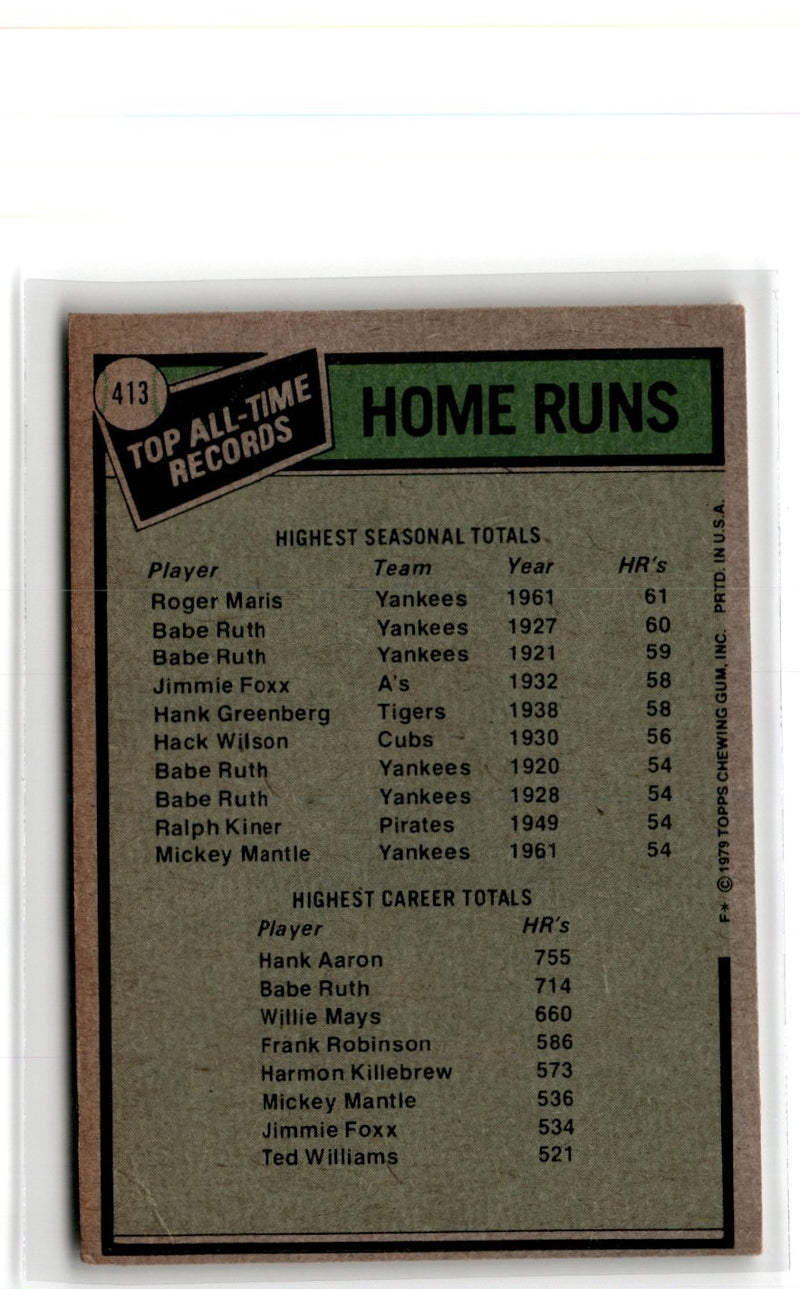 1979 Topps All-Time Home Run Records - Roger Maris/Hank Aaron