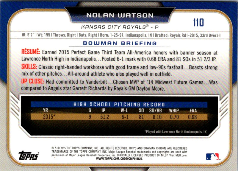 2015 Bowman Draft Picks & Prospects Chrome Nolan Watson