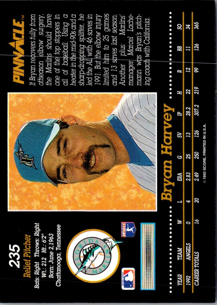 1993 Pinnacle Bryan Harvey
