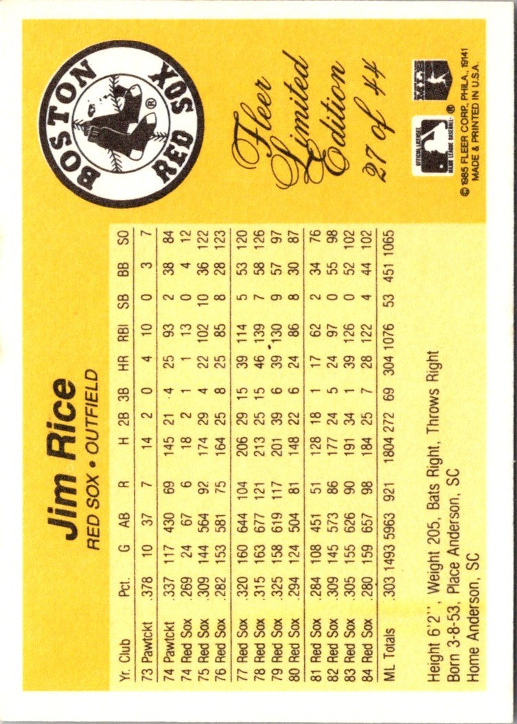 1985 Fleer Limited Edition Jim Rice