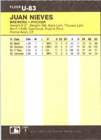 1986 Fleer Update Juan Nieves #U-83