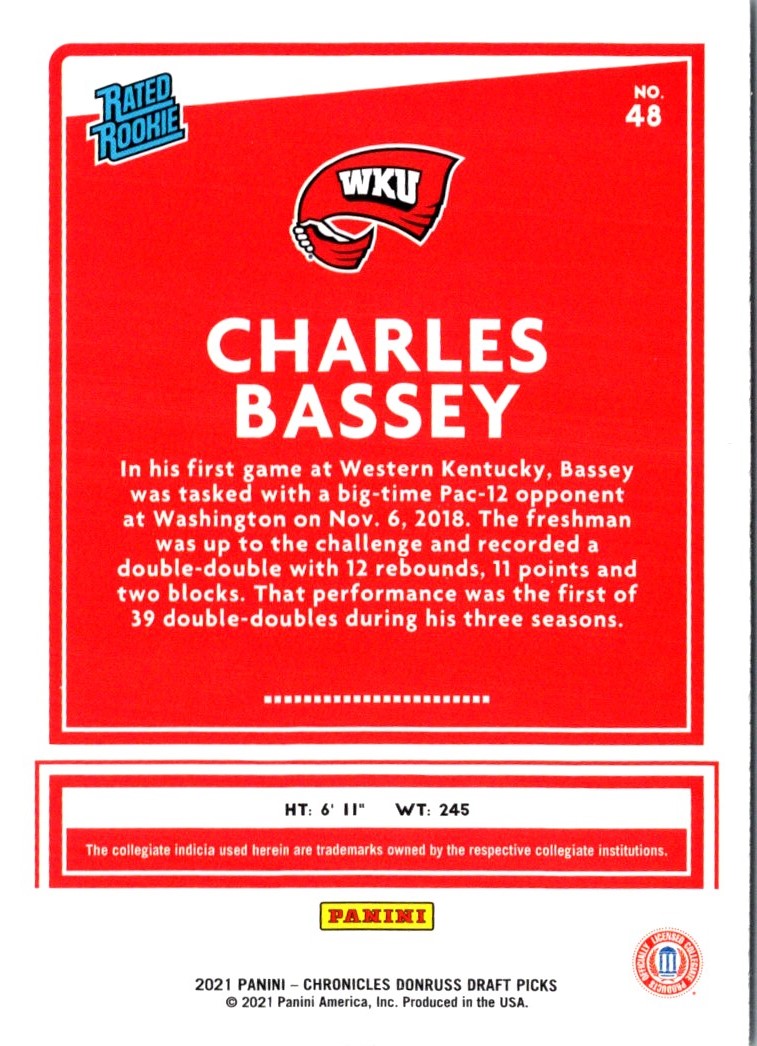 2021 Panini Chronicles Draft Picks Charles Bassey