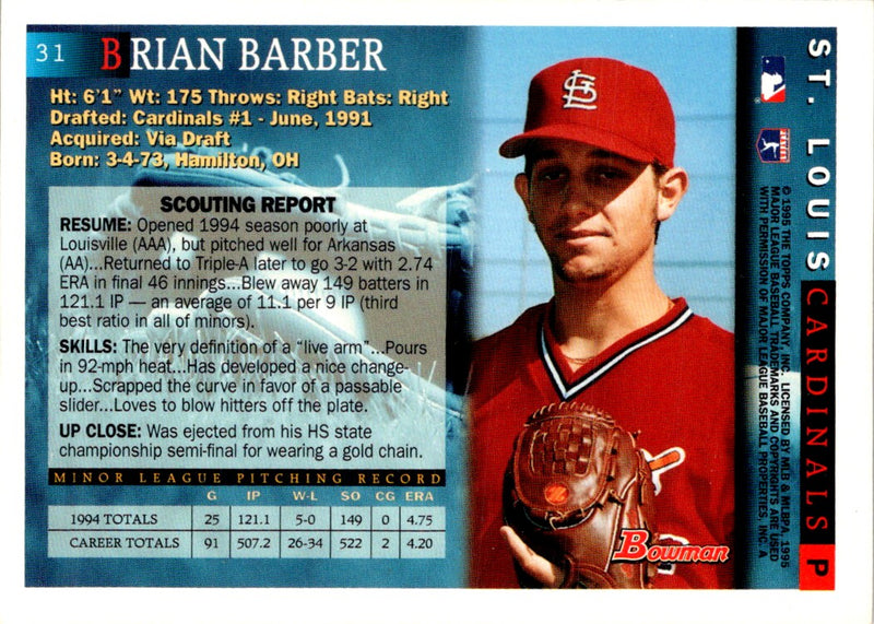 1995 Bowman Brian Barber