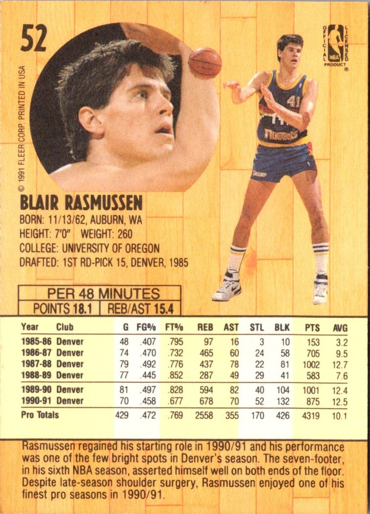 1991 Fleer Blair Rasmussen