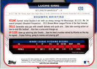 2015 Bowman Draft Picks & Prospects Red Asia Exclusive Lucas Sims #120