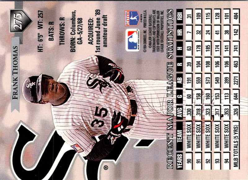 1994 Donruss Spirit of the Game Frank Thomas