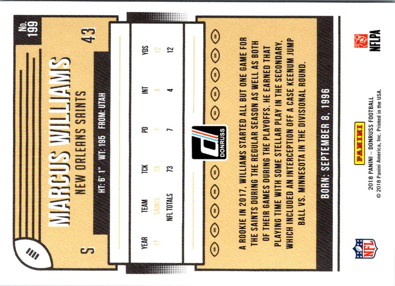 2018 Donruss Marcus Williams