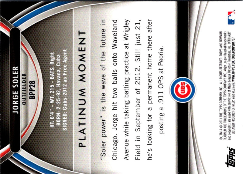 2013 Bowman Platinum Prospects Jorge Soler