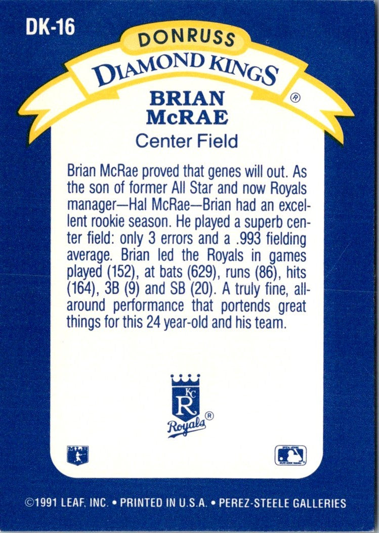 1992 Donruss Diamond Kings Brian McRae