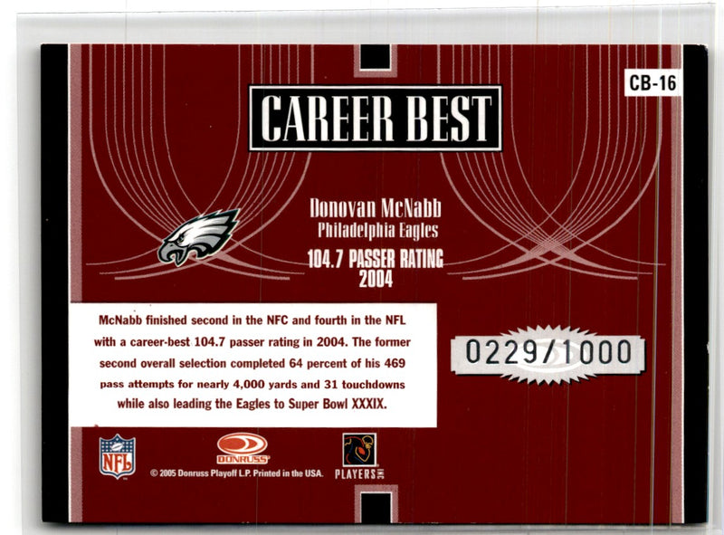 2005 Donruss Elite Career Best Red Donovan McNabb