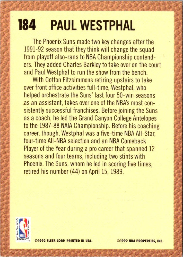 1992 Fleer Paul Westphal