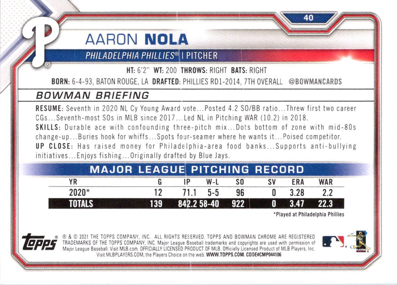 2021 Bowman Aaron Nola