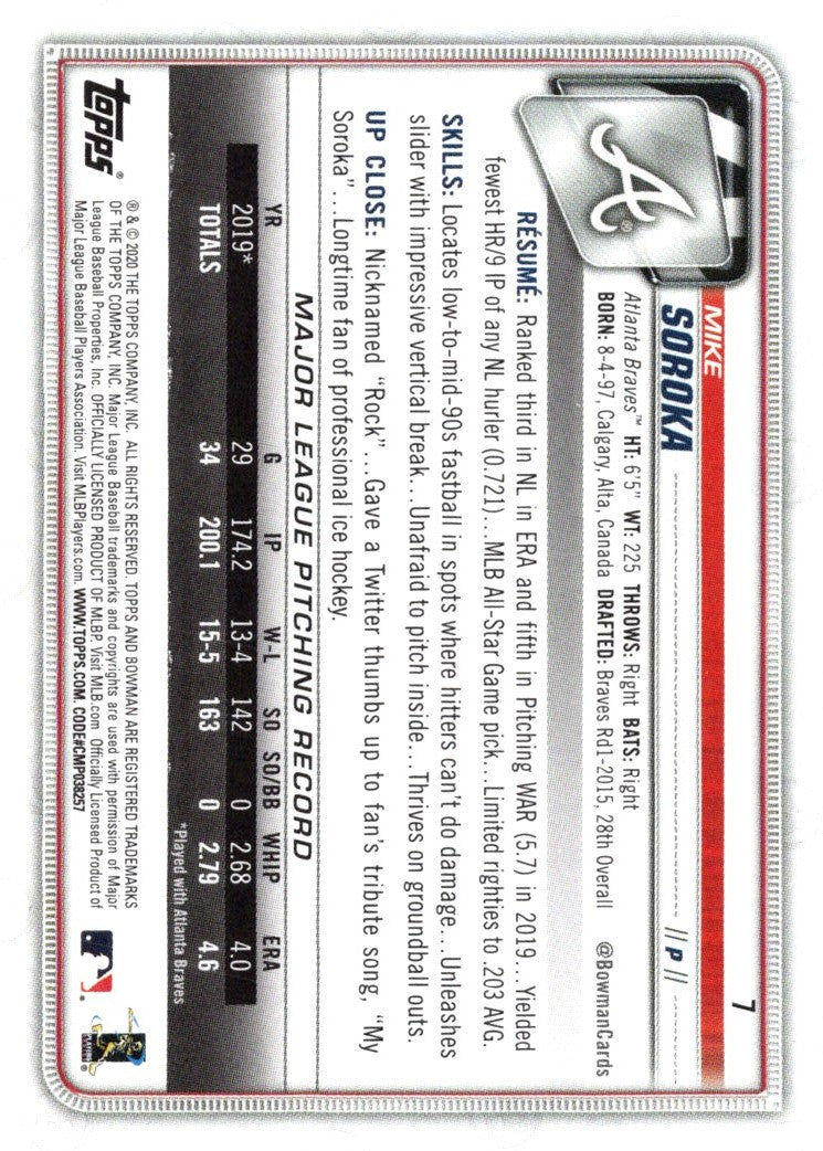 2020 Bowman Mike Soroka