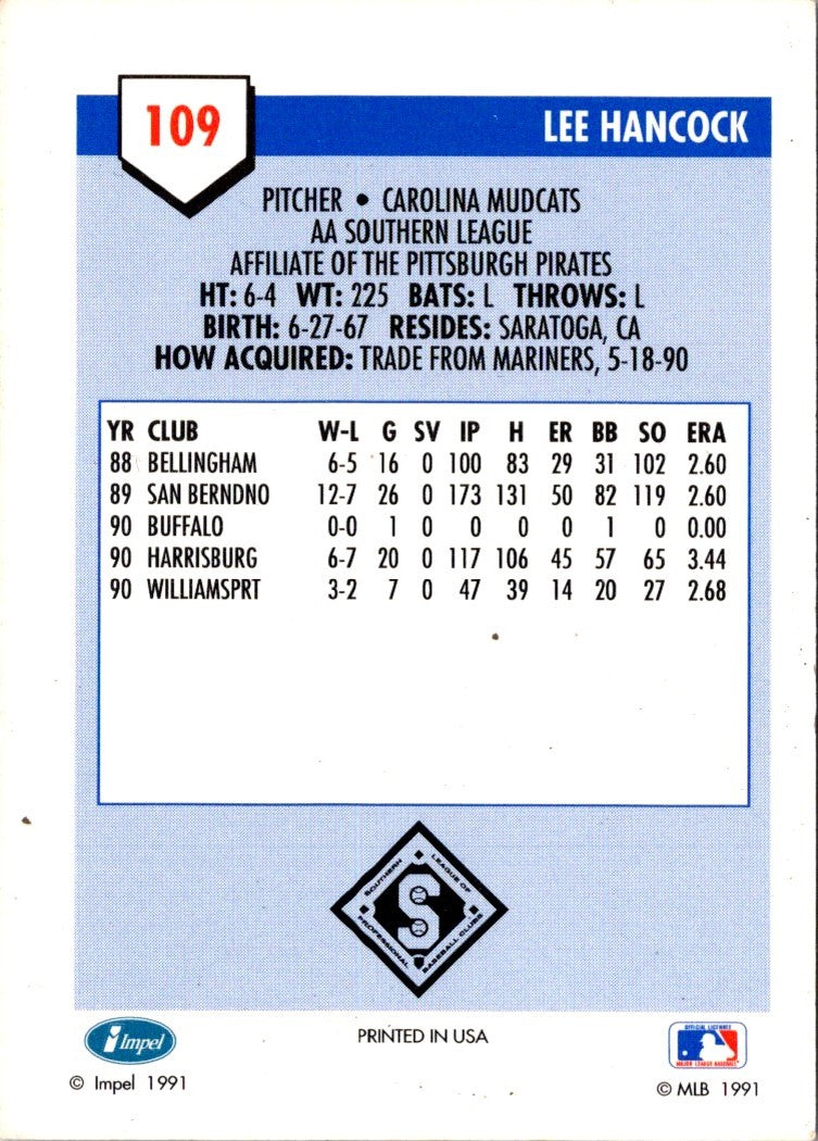 1991 Line Drive AA Lee Hancock