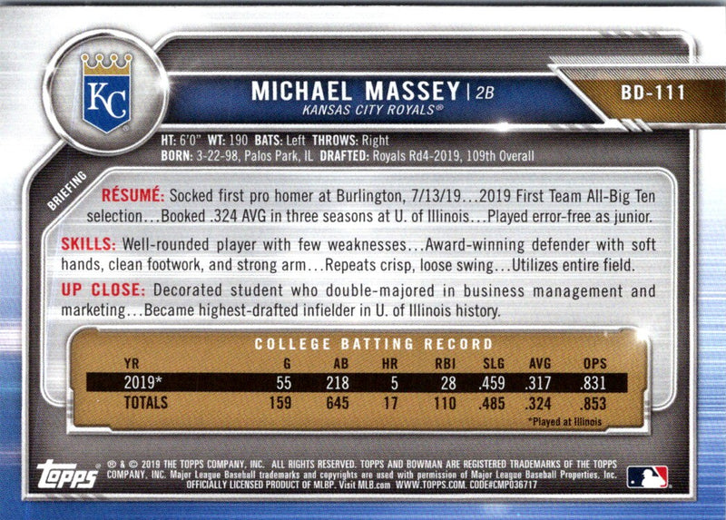 2019 Bowman Draft Michael Massey