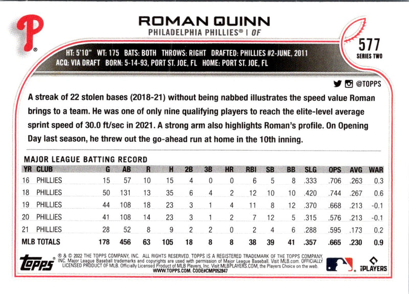 2022 Topps Roman Quinn