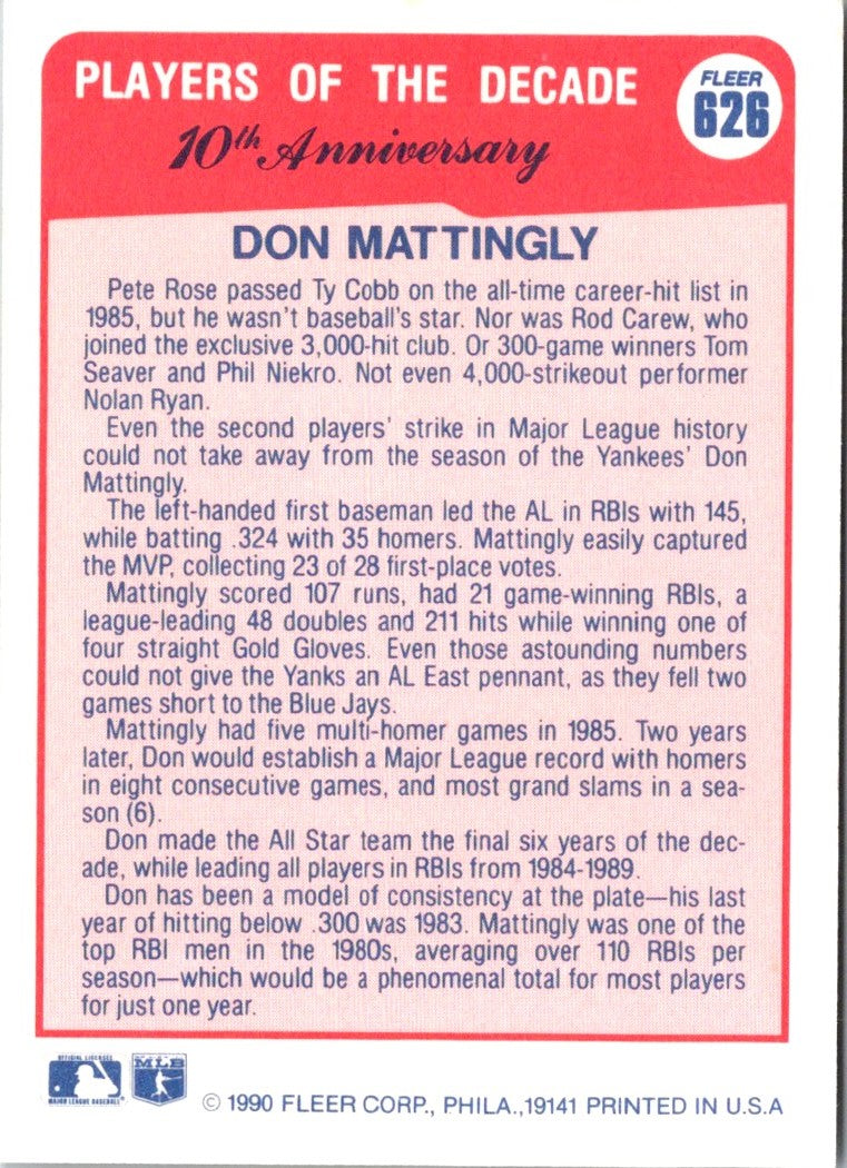 1990 Fleer Don Mattingly