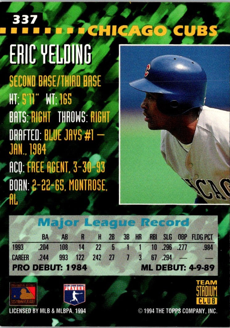 1994 Stadium Club Team Eric Yelding