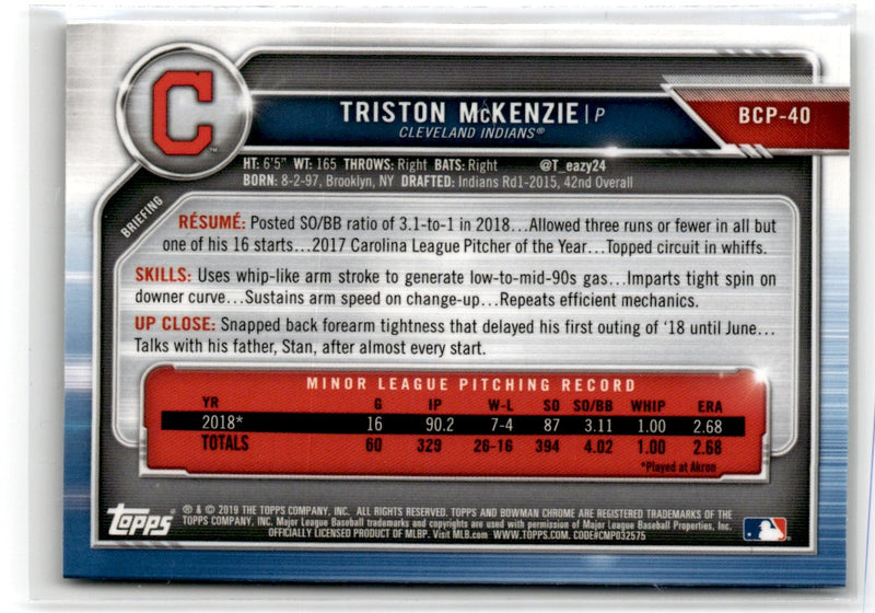 2019 Bowman Chrome Prospects Triston McKenzie