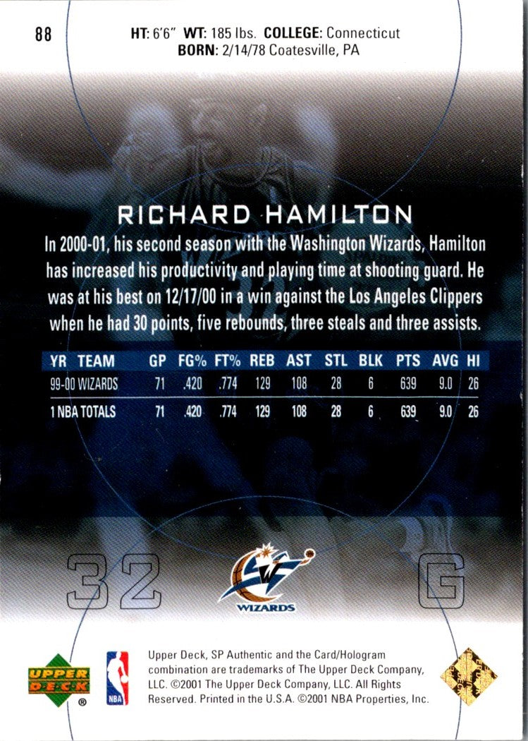 2001 Upper Deck Pros & Prospects Richard Hamilton