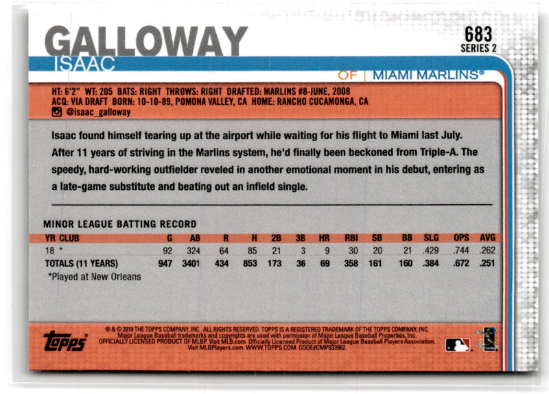 2019 Topps Isaac Galloway