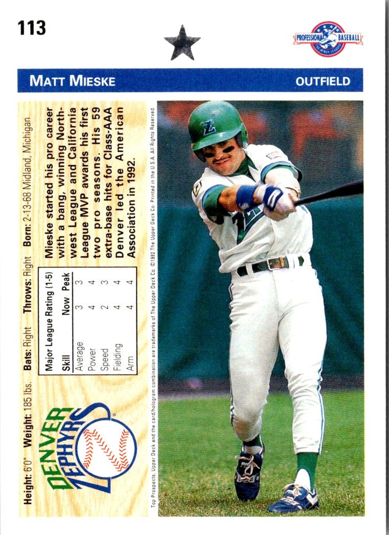 1992 Upper Deck Minors Matt Mieske