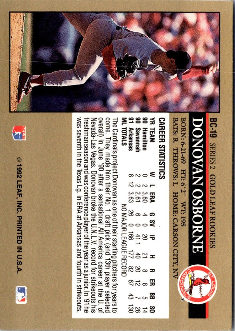 1992 Leaf Gold Rookies Donovan Osborne