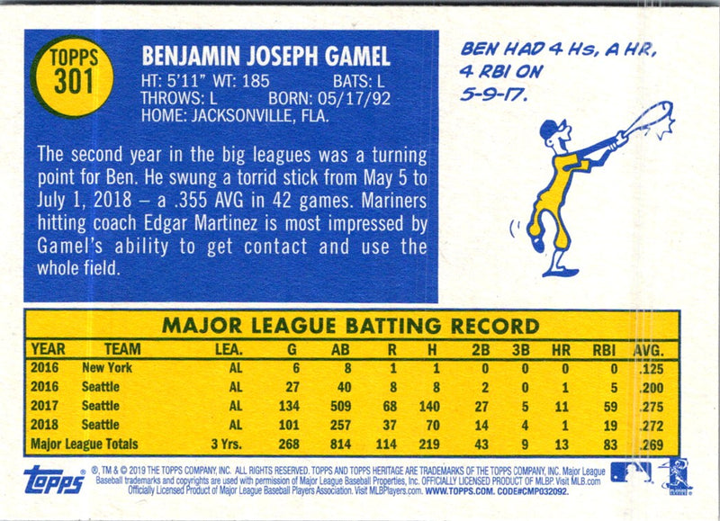 2019 Topps Heritage Ben Gamel