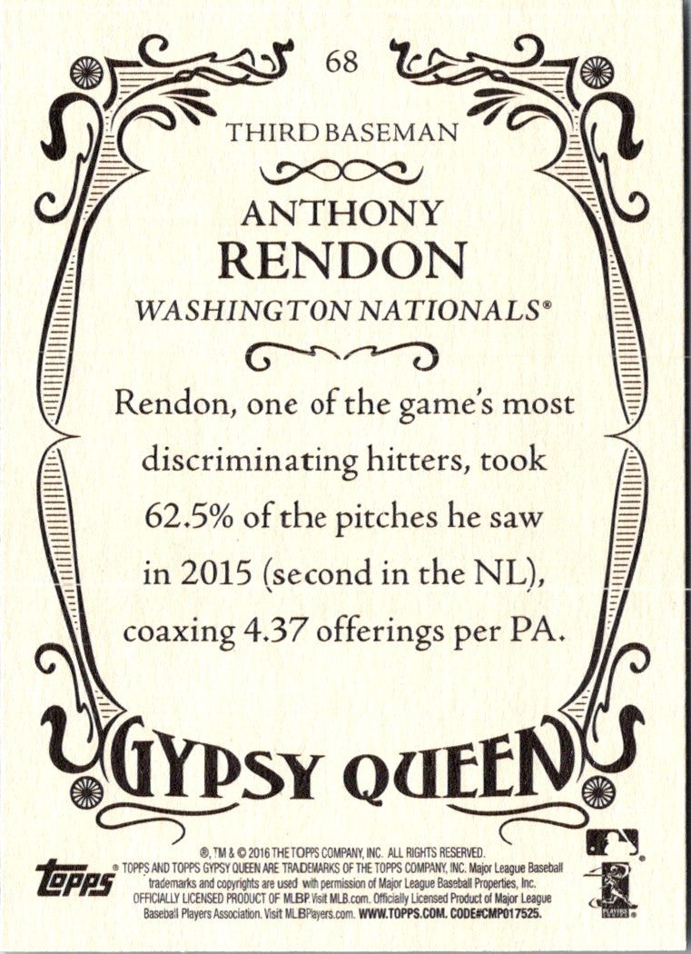 2016 Topps Gypsy Queen Anthony Rendon