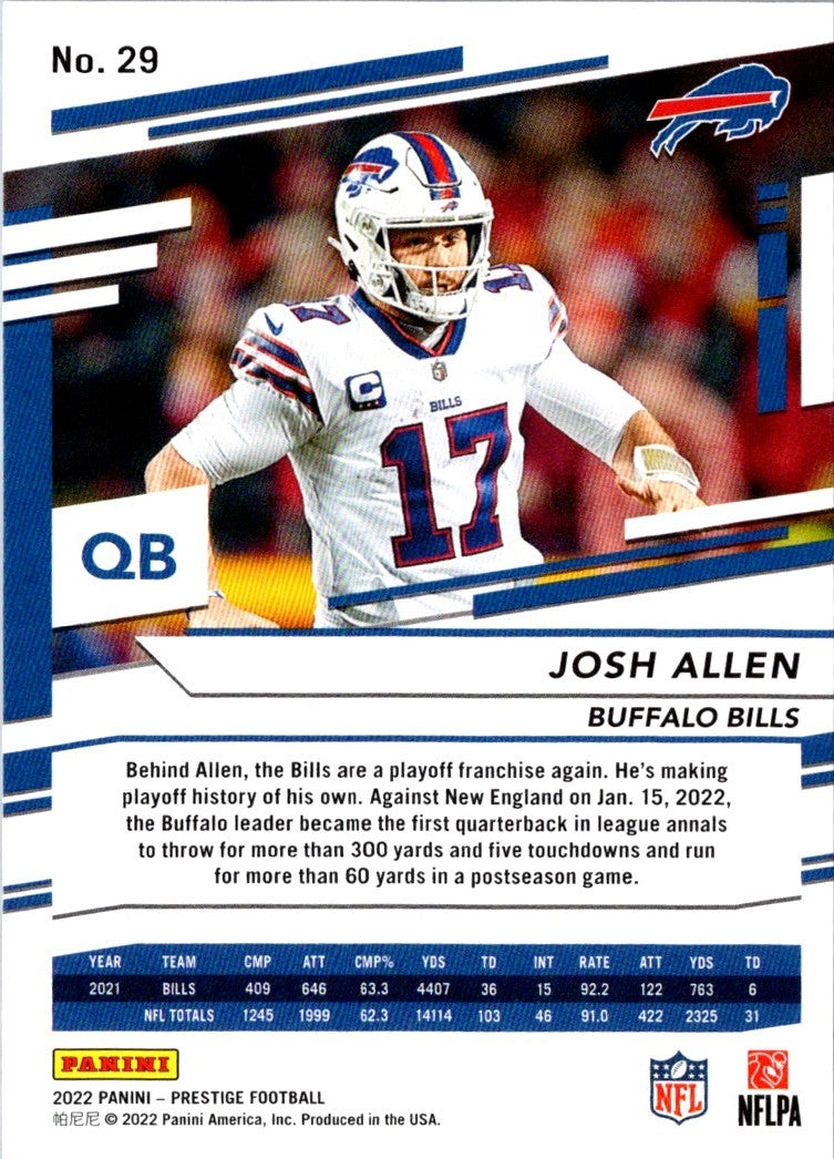 2022 Panini Prizm Blue Josh Allen