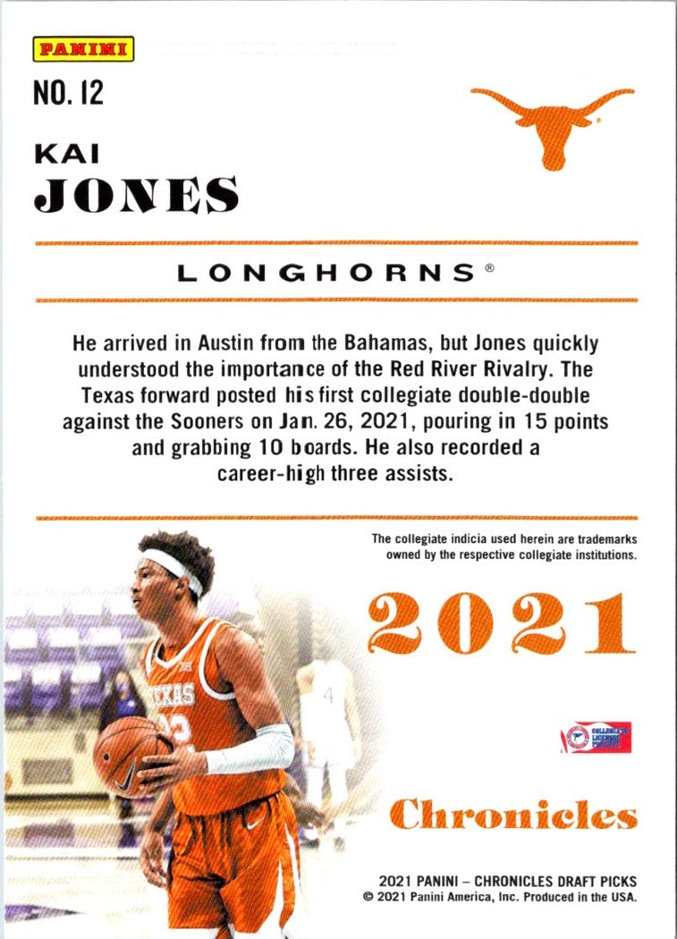 2021 Panini Chronicles Draft Picks Orange Kai Jones