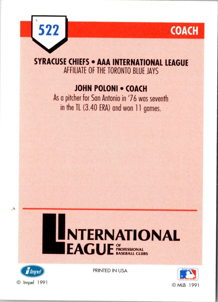 1991 Line Drive AAA John Poloni