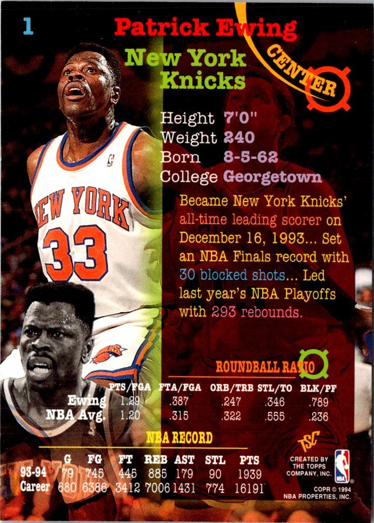 1994 Stadium Club Patrick Ewing