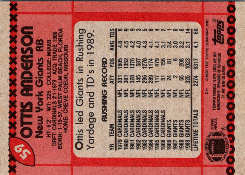 1990 Topps Ottis Anderson