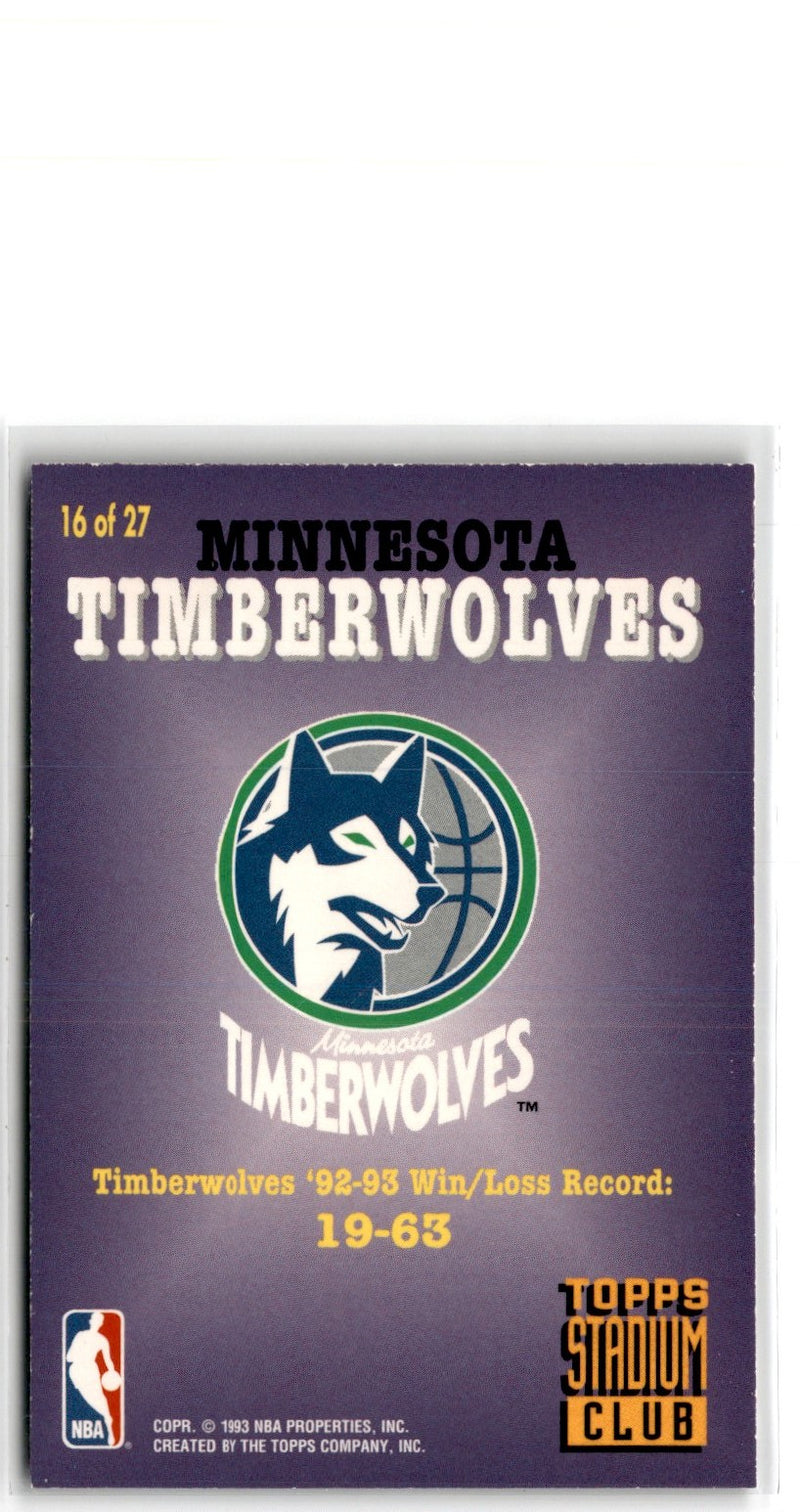 1993 Stadium Club Super Teams Members Only Minnesota Timberwolves