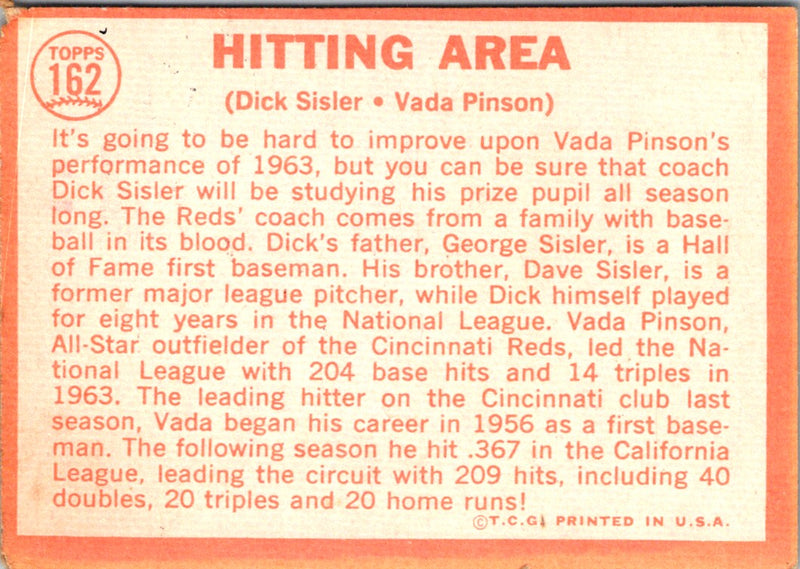 1964 Topps Hitting Area (Dick Sisler/Vada Pinson)