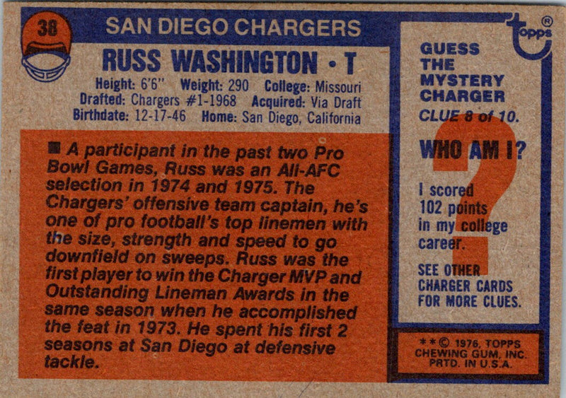 1976 Topps Russ Washington