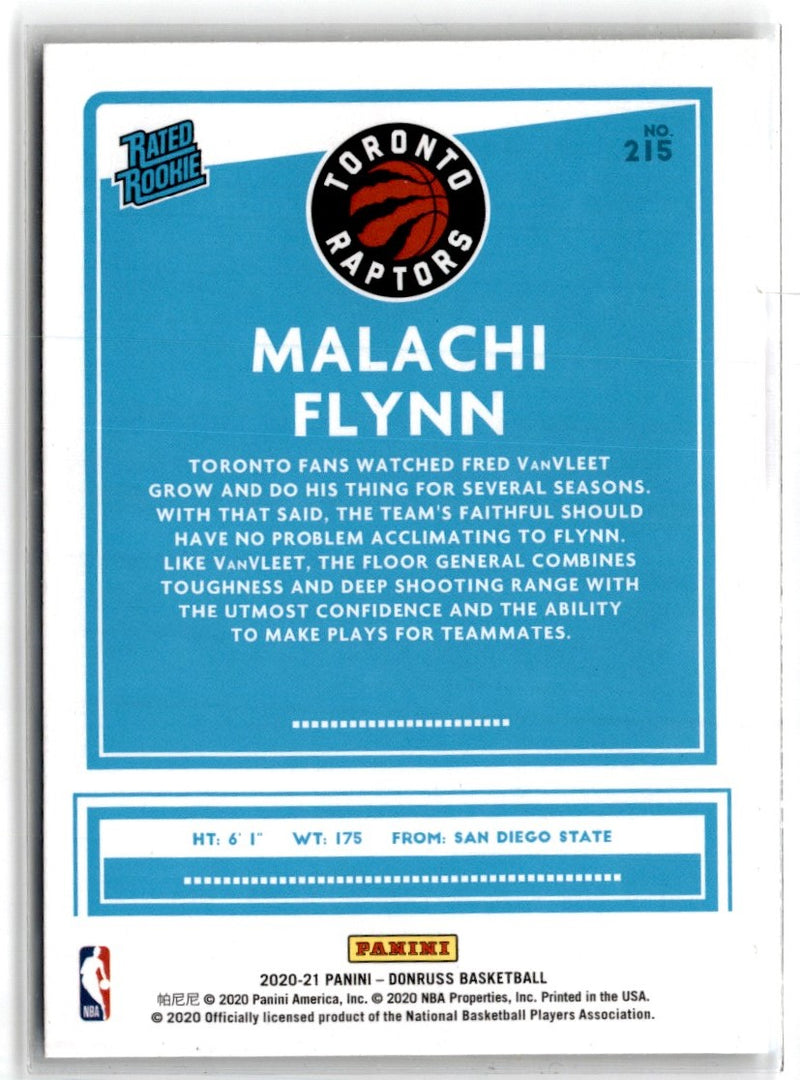 2020 Donruss Rated Rookies Malachi Flynn