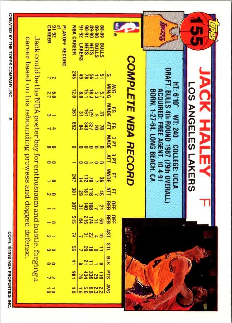 1992 Topps Jack Haley