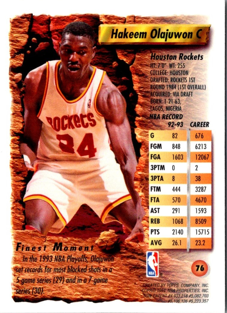 1995 Topps Hakeem Olajuwon