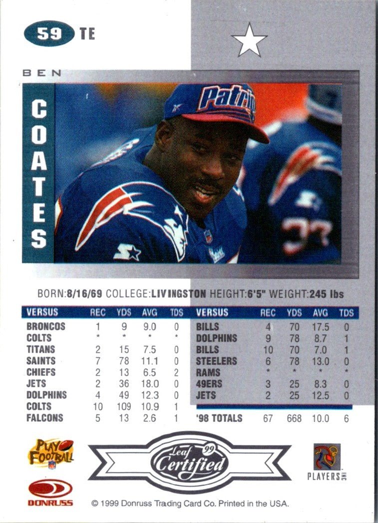 1999 Leaf Certified Ben Coates