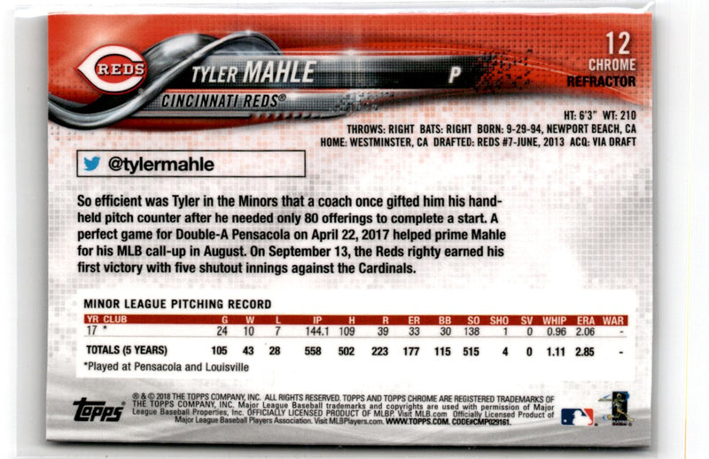 2018 Topps Chrome Tyler Mahle