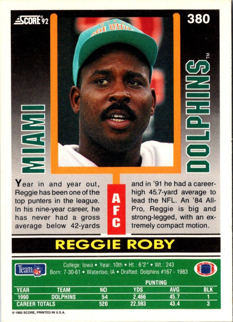 1992 Score Reggie Roby