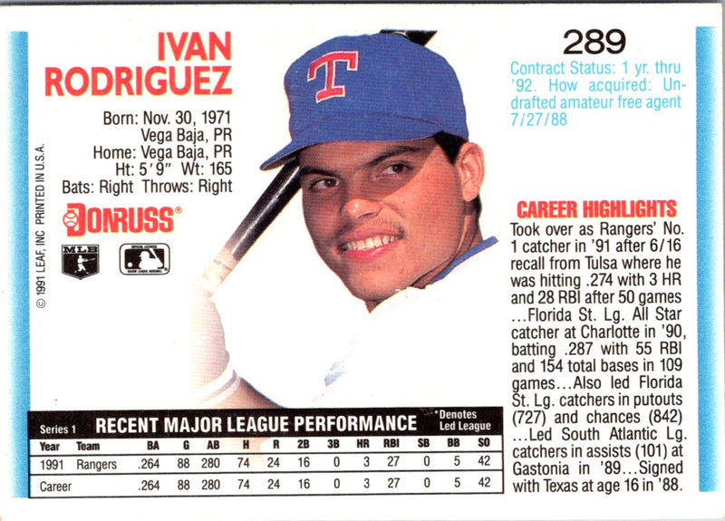 1992 Donruss Ivan Rodriguez