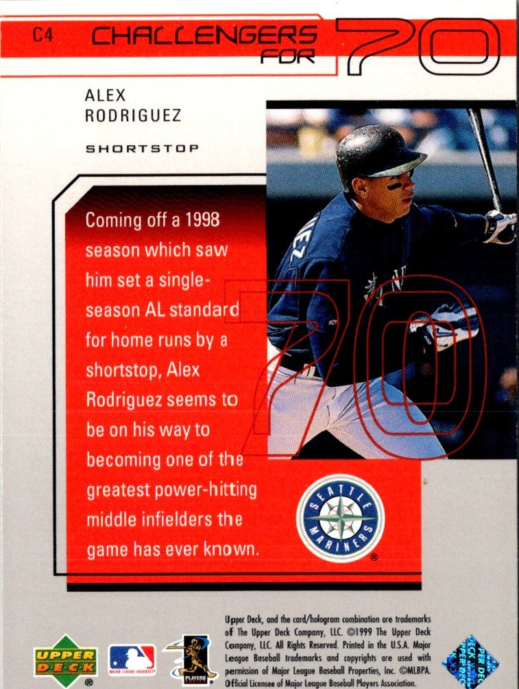 1999 Upper Deck Challengers for 70 Inserts Alex Rodriguez