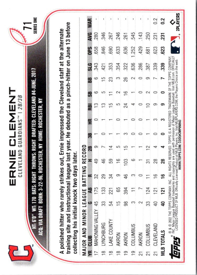 2022 Topps Ernie Clement