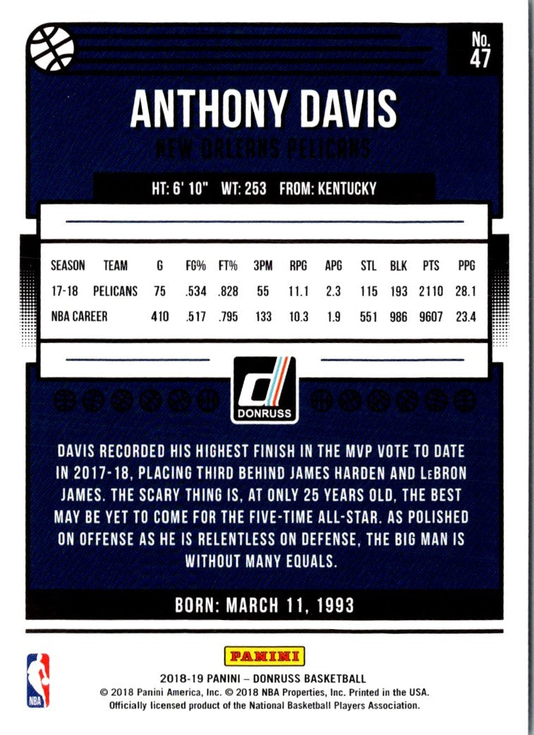 2018 Donruss Anthony Davis