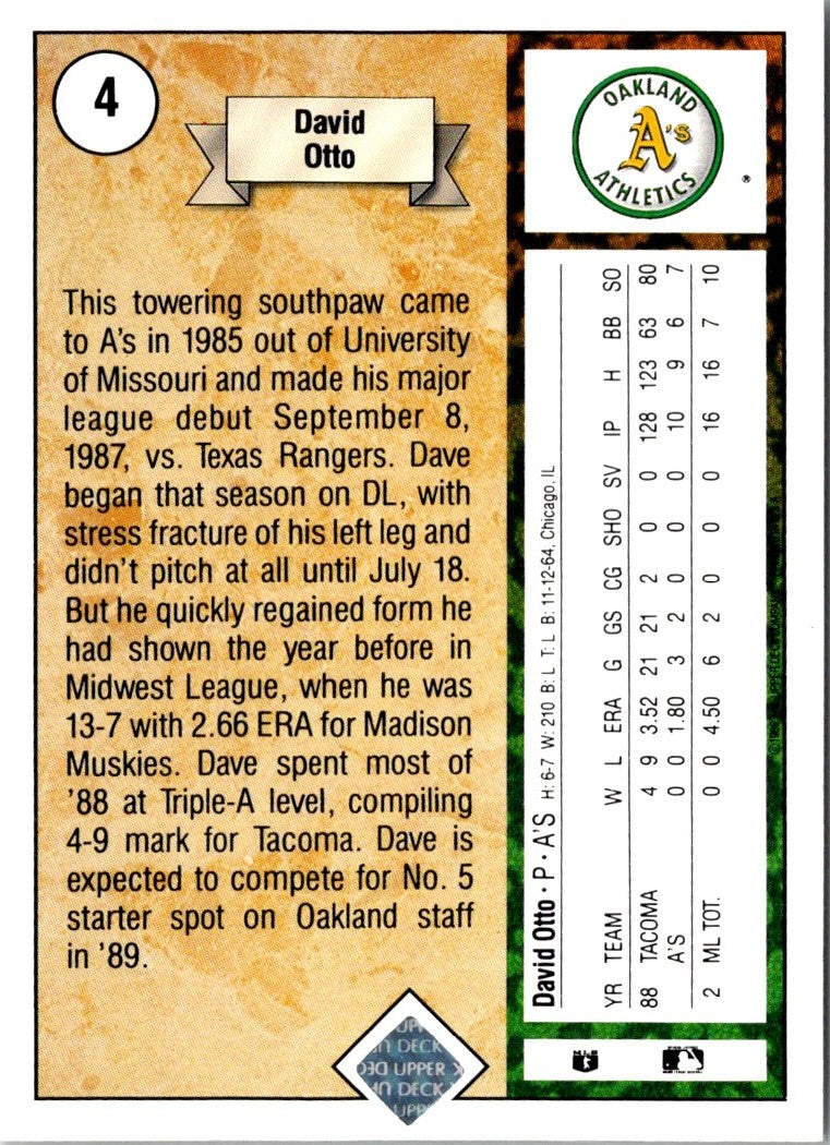 1989 Upper Deck David Otto