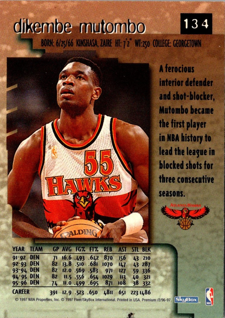 1996 SkyBox Premium Star Ruby Dikembe Mutombo