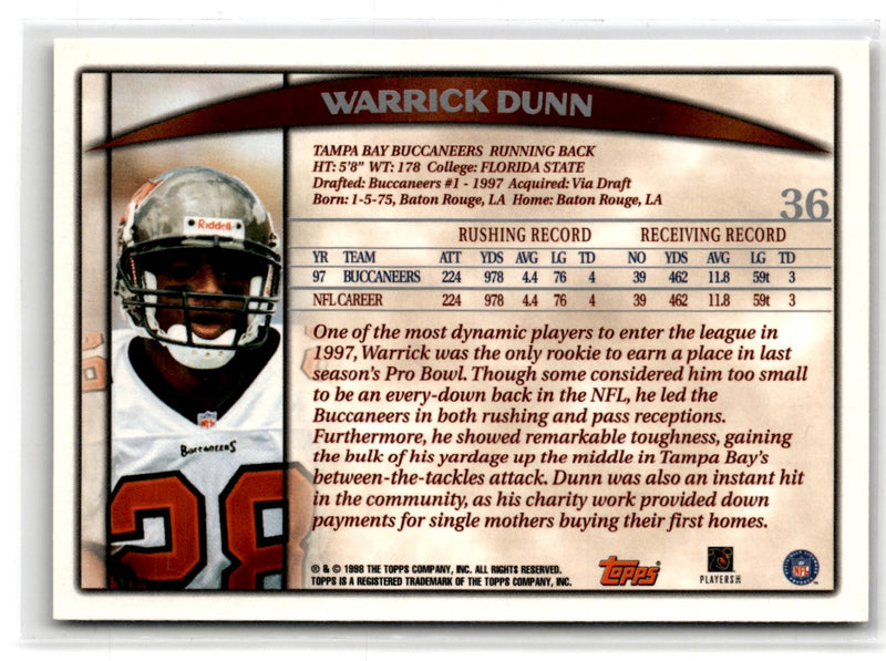 1998 Topps Season Opener Warrick Dunn